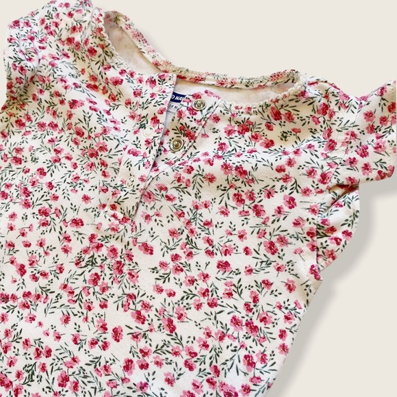 Old Navy 12-18M Floral Henley Short-Sleeve Onesie Bodysuit - Picture 4 of 6